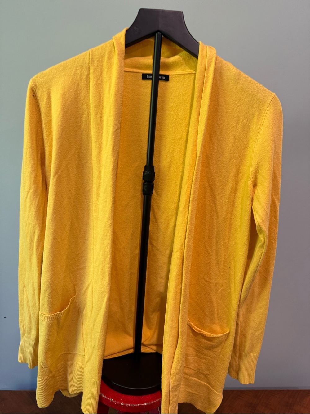 Pink Clover Yellow Open-Front Cardigan
